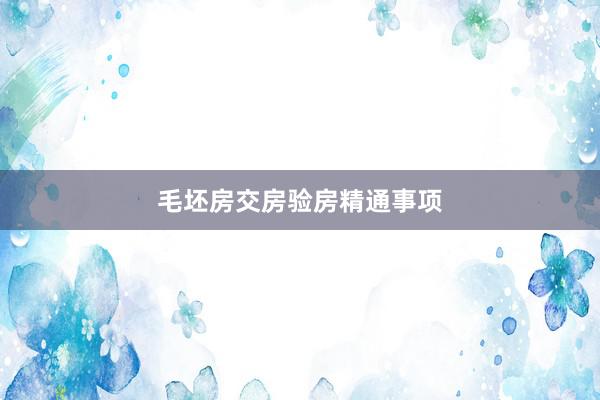 毛坯房交房验房精通事项